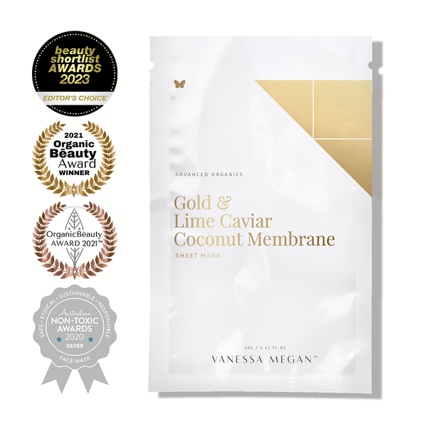 Gold & Lime Caviar Coconut Membrane Sheet Mask - 3 Pack