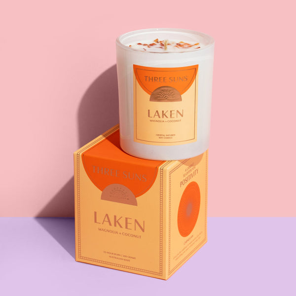 Three Suns Laken Candle | Magnolia & Coconut Scented | Passion & Confidence
