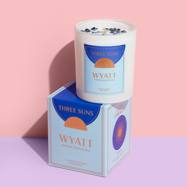 Three Suns Wyatt Candle | Candle of Strength | Japanese Honeysuckle